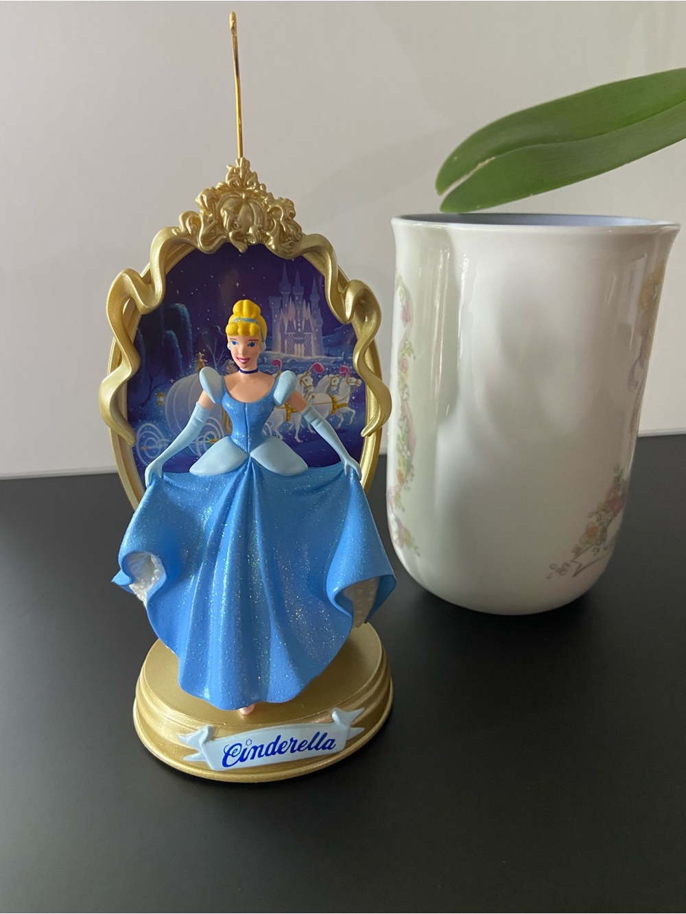 Disney Cinderella Blue and Gold Figurine Cake Topper. For decorative use only .